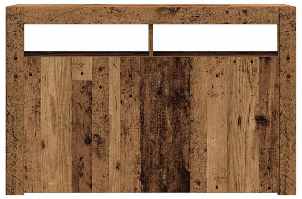 antik fa szerelt fa tálalószekrény LED-ekkel 115,5x30x75 cm
