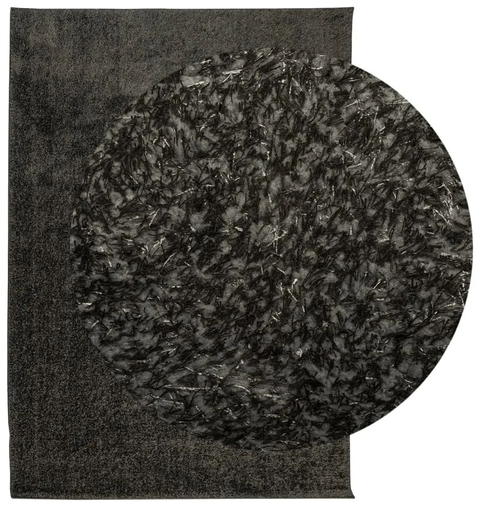 ISTAN antracitszürke hosszú szálú fényes szőnyeg 140 x 200 cm