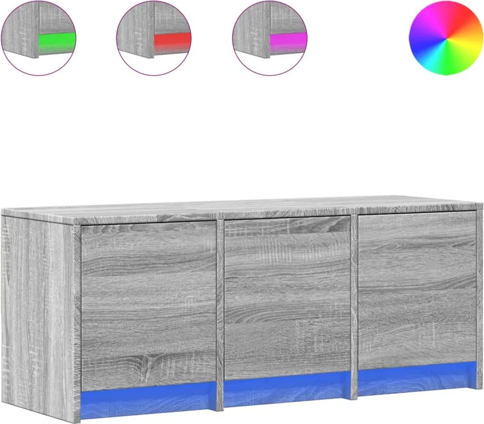 vidaXL szürke sonoma színű szerelt fa TV-szekrény LED-del 97x34x40 cm