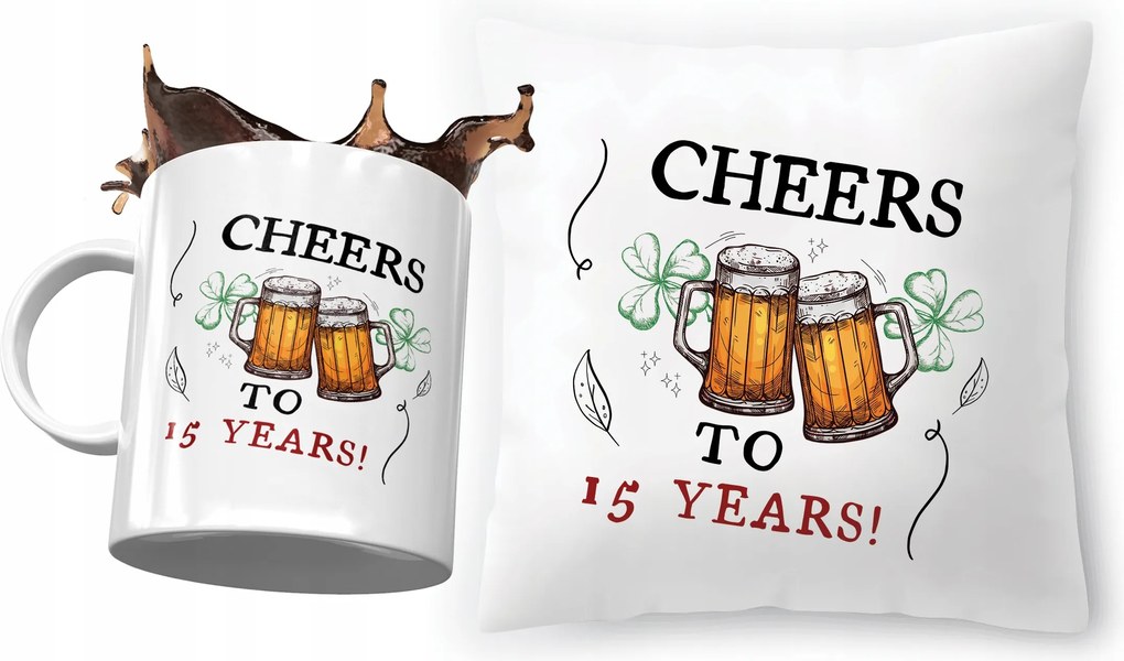 Születésnapi szett 15 15te 15. Párna Bögre Nyomtatott Fotóval