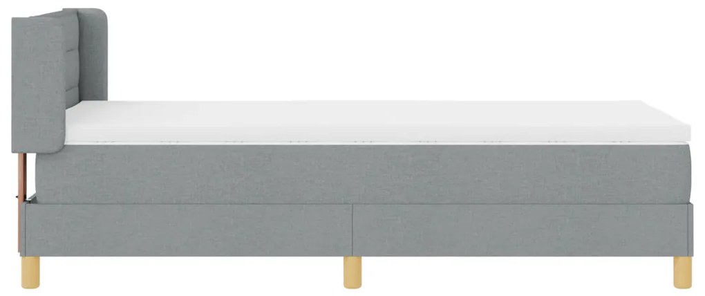 Boxspring ágy matraccal világosszürkében, 100 x 200 cm, szövet