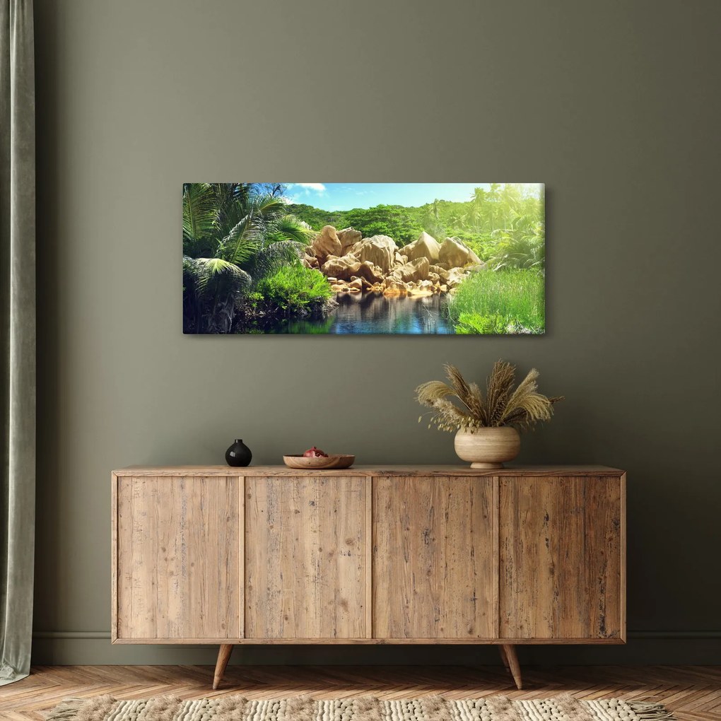 A tó képe a Seychelle-szigetek dzsungelében (120x50 cm)