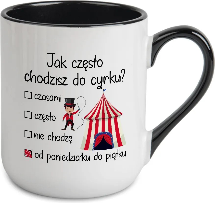 Caffe Bögre 300ml Belső Fekete Ajándék Karácsonyra Egész Hétre Cirkuszban