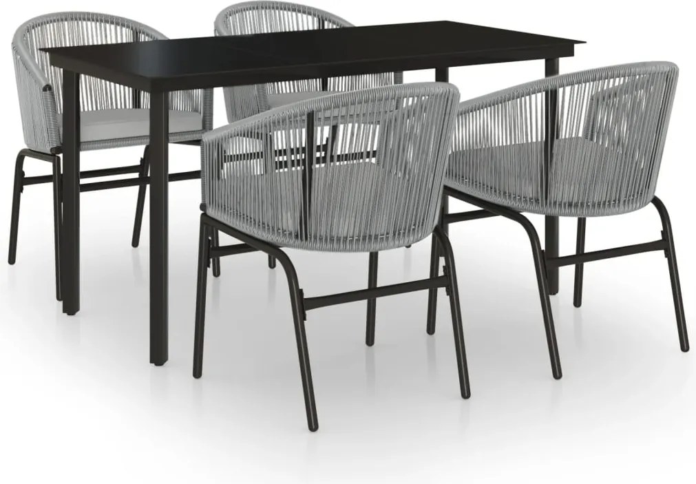 vidaXL 5 részes szürke kerti étkezőgarnitúra