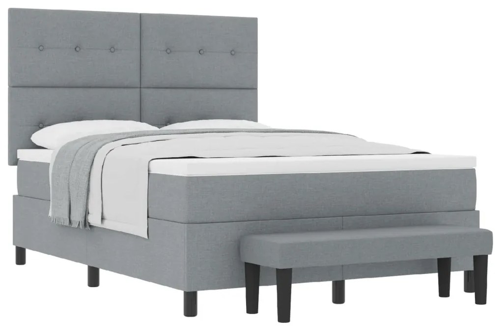 Box Spring Ágy Matraccal és Padlóval, Világosszürke 140x200 cm, Szövet