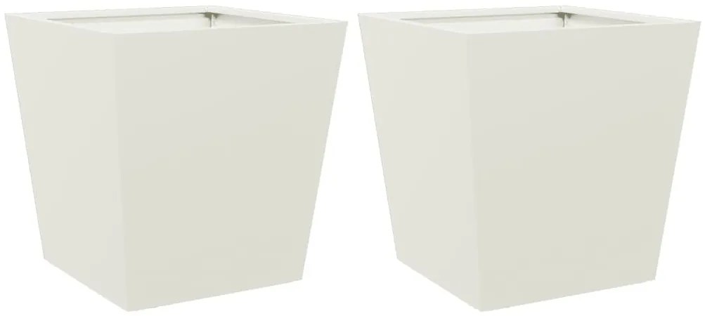 2 db fehér acél kerti növénytartó 40 x 40 x 40 cm