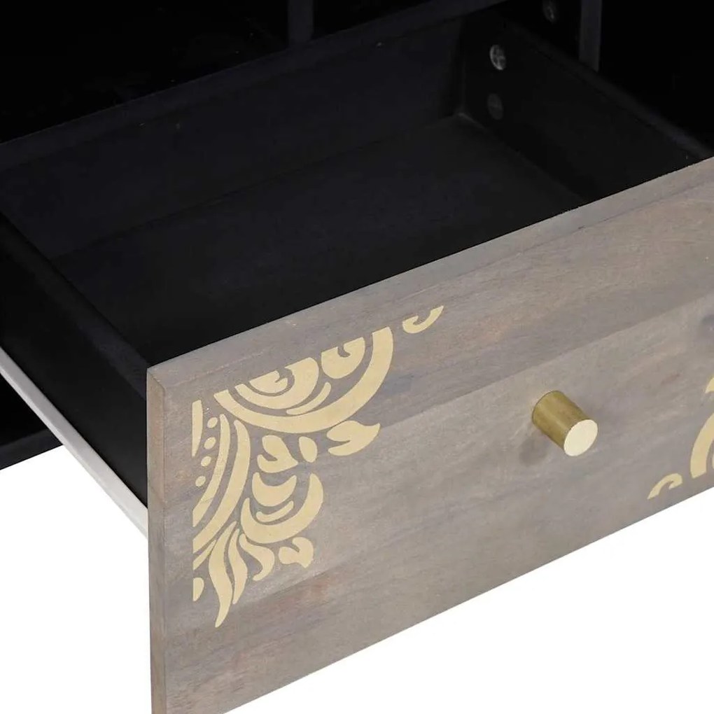 TV szekrény Szürke és Arany 100 x 33.5 x 46 cm Tömör mangófa