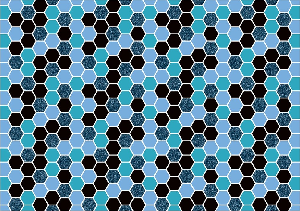 Flizelin fotótapéta Kék hatszögek Geometrikus 368x254 +ragasztó