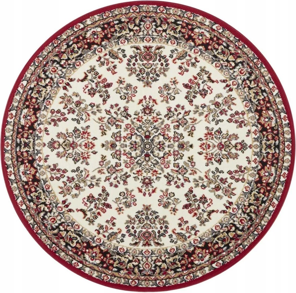 Kerek szőnyeg,piros-krém mintás hagyományos 140cm