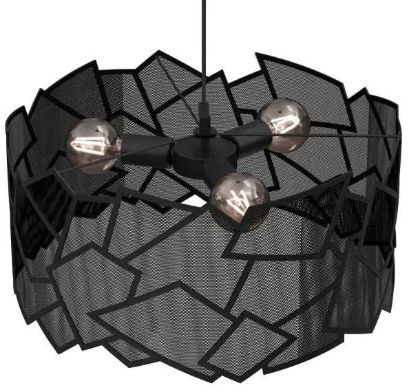 Csillár zsinóron CAMO 3xE27/15W/230V fekete