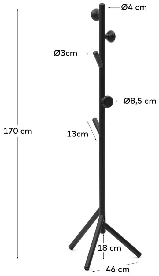 Fekete bükkfa fogas 46x170 cm Nadue – Kave Home