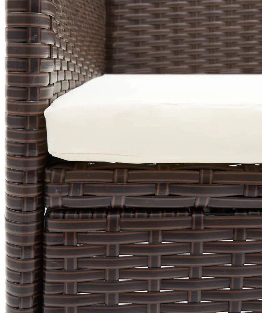 5 részes barna polyrattan kerti étkezőgarnitúra párnákkal
