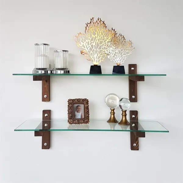 KÉSZLET 2x Fali polc 25x85 cm fenyő/átlátszó