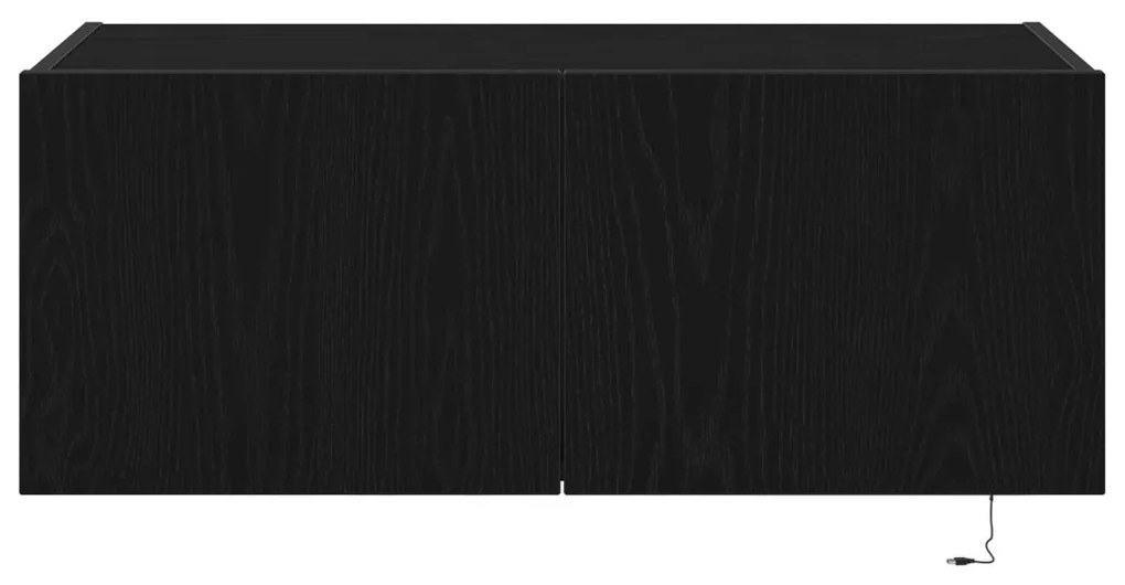 LED világítással ellátott TV faliszekrény Fekete tölgy 80x35x31 cm