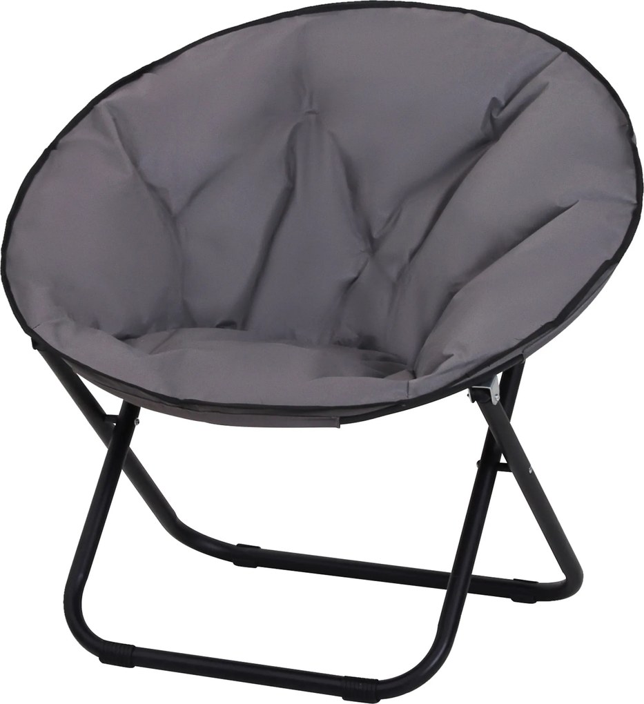 Outsunny Összecsukható Hold Szék - Hold Lemez Szék Oxford Szövet Üléssel és Fém Lábakkal - 120 kg Teherbírás - 80x80x75 cm - Szürke | Aosom