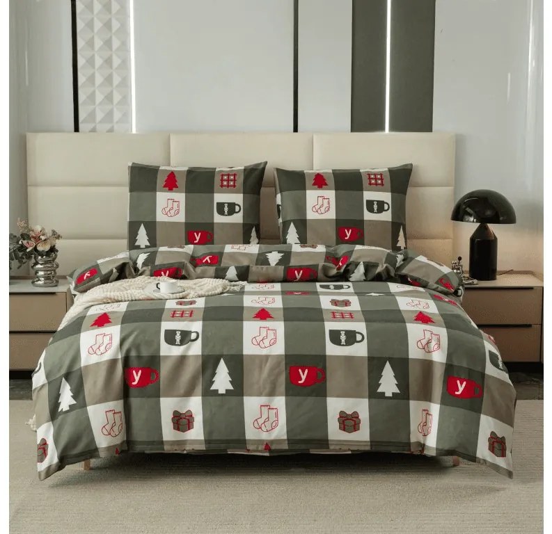 Mikroszálas flanel ágyneműhuzat CHRISTMAS SOCKS zöld Ágyneműhuzat mérete: 2 db 70 x 90 cm | 200 x 220 cm