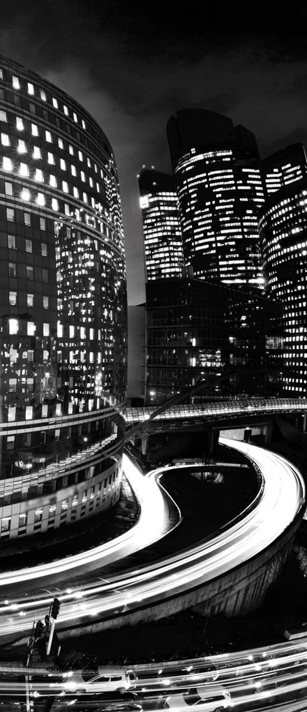 Flizelin fotótapéta Éjszakai város felhőkarcolók és fények 91x211 +ragasztó