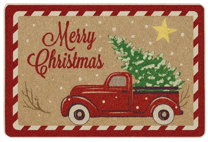 Karácsonyi lábtörlő HOLIDAY RIDE 60x90 cm, piros