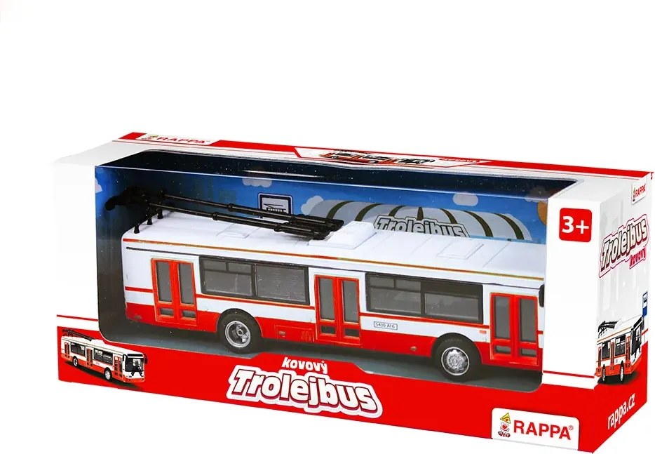 RAPPA Fém trolibusz - 16 cm - piros - Rappa