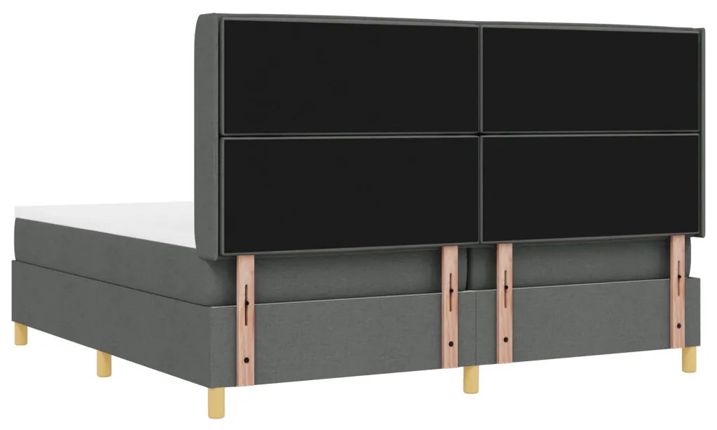 Boxspring Ágy Matrac Bőrhatás Szürke 200x200 cm