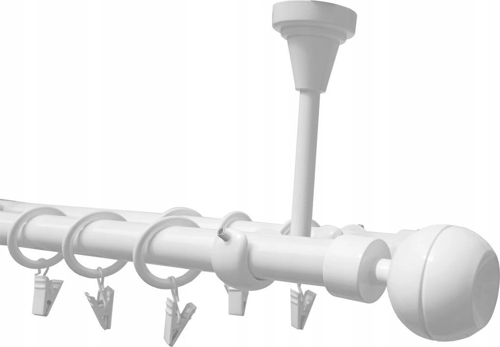 Dupla függönykarnis Fém Mennyezeti 19+19mm Fehér 180cm Optic Gömb