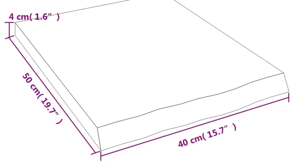 kezeletlen tömör fa fürdőszobai pult 40x50x(2-4) cm