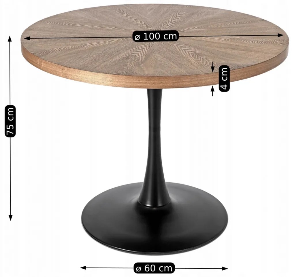 Stół LINO 100 cm Orzech/Czarny