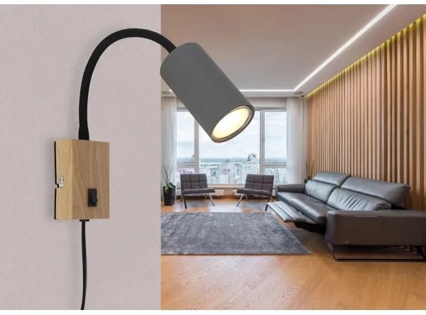 Globo 57911WG - Rugalmas fali lámpa ROBBY 1xGU10/25W/230V szürke/barna