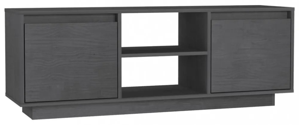 szürke tömör fenyőfa TV-szekrény 110 x 30 x 40 cm