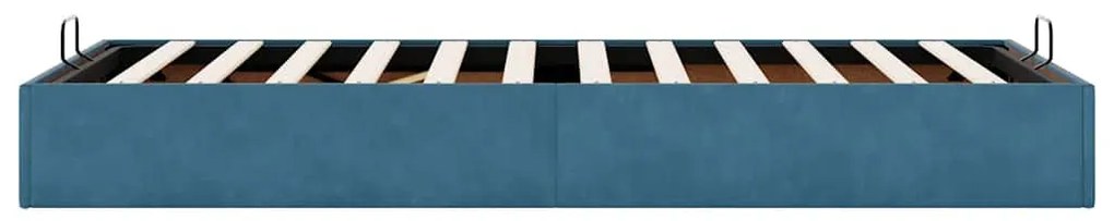 Ottomán ágykeret matrac nélkül Sötétkék 90x200 cm bársony
