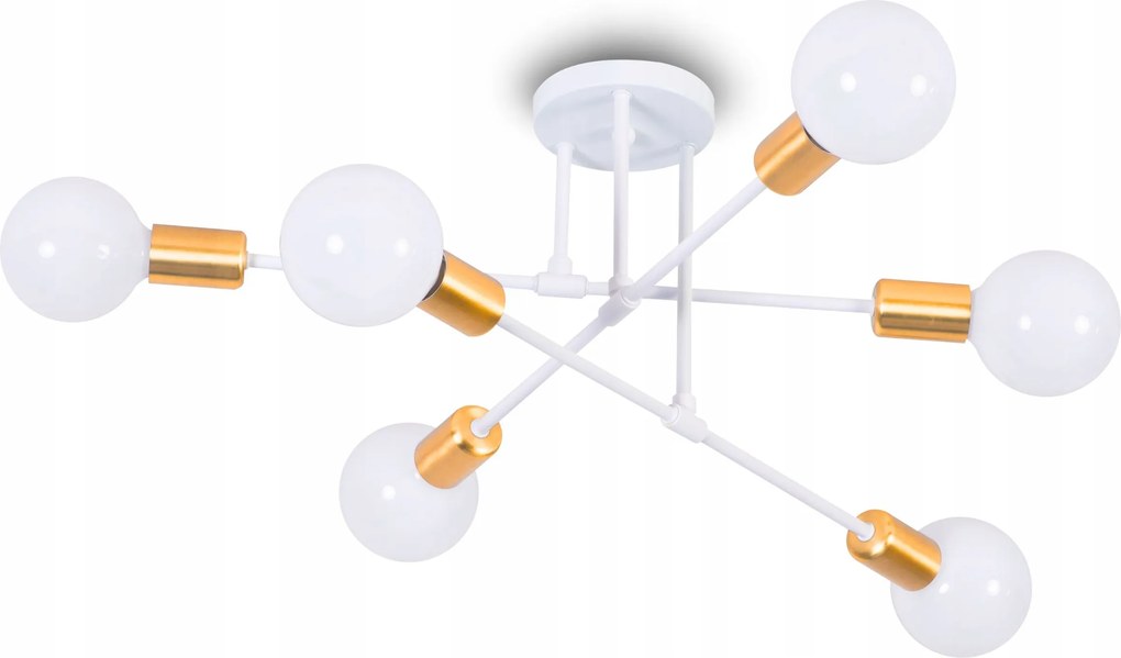 Mennyezeti függőlámpa Plafon Csillár Fehér Arany 6x E27 Glamour nappaliba