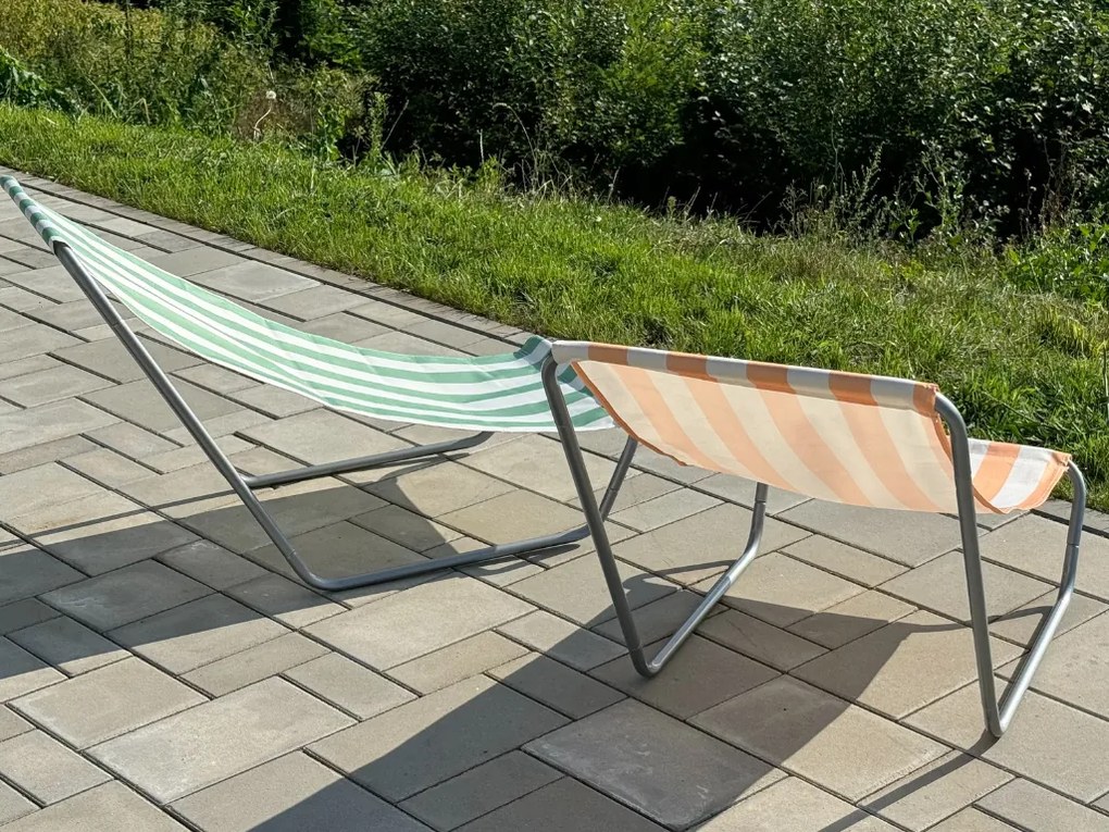 Összecsukható tengerparti napozóágy SAND, világoszöld csíkos