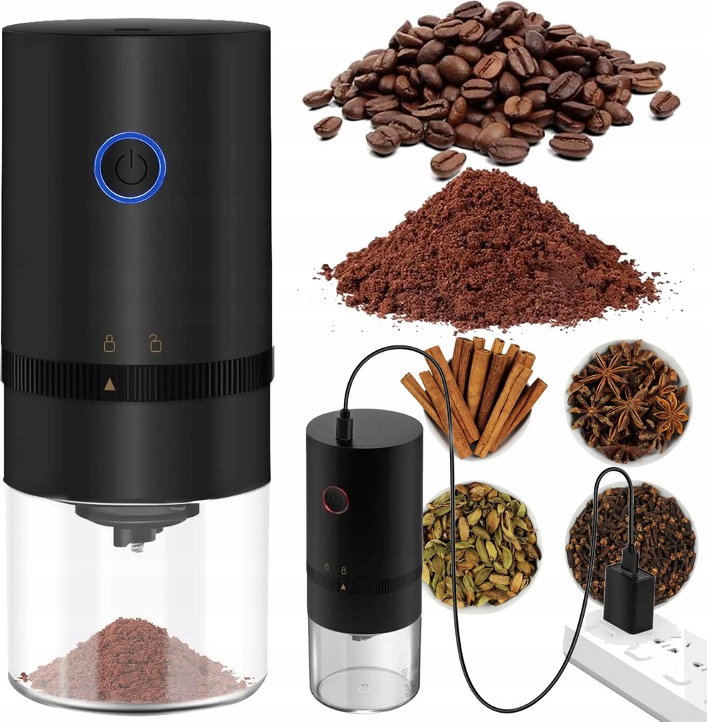 Elektromos Gabona Dió Kávédaráló Izzó Erős Akkumulátoros Usb