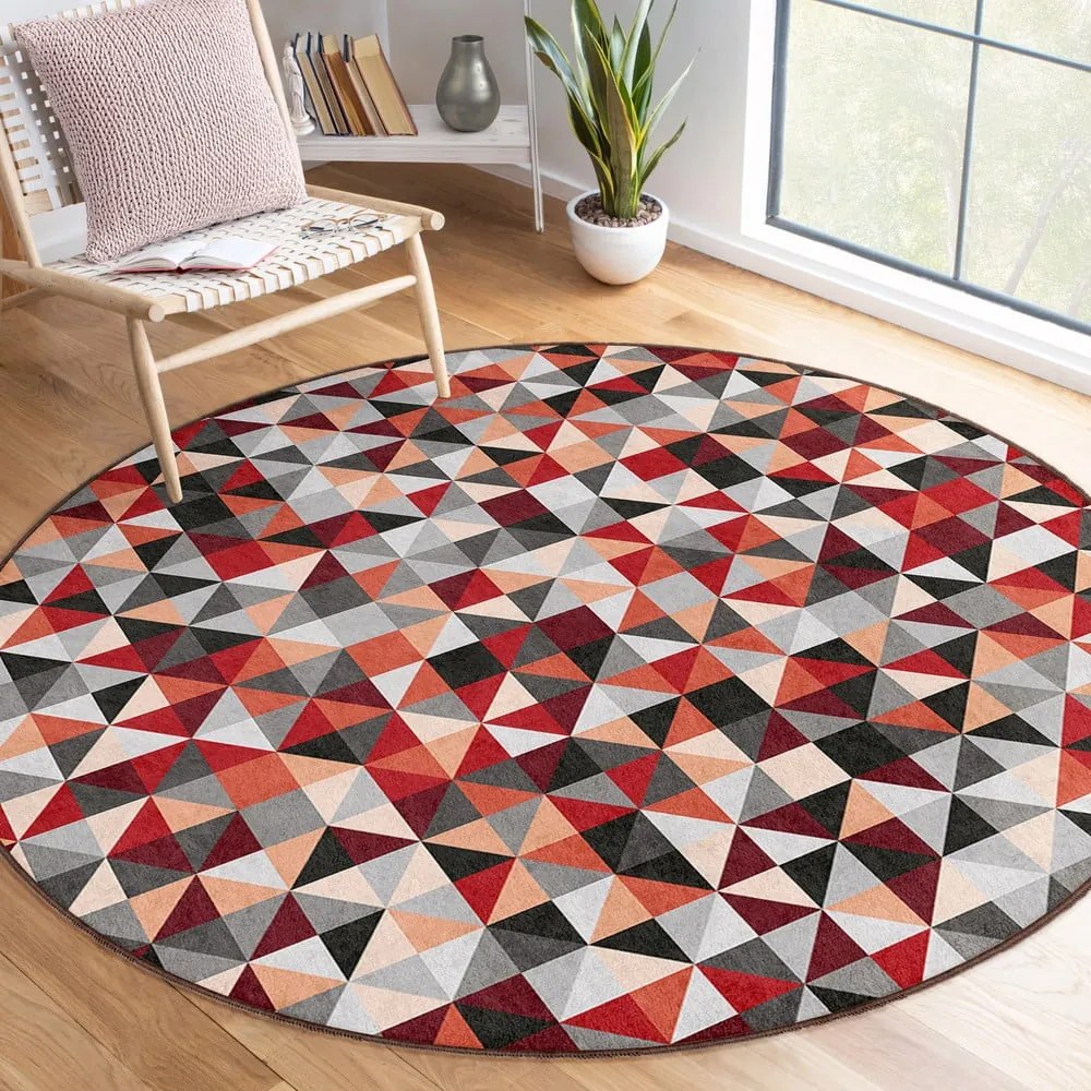 Piros-szürke mosható kerek szőnyeg ø 150 cm Ignite – Mila Home