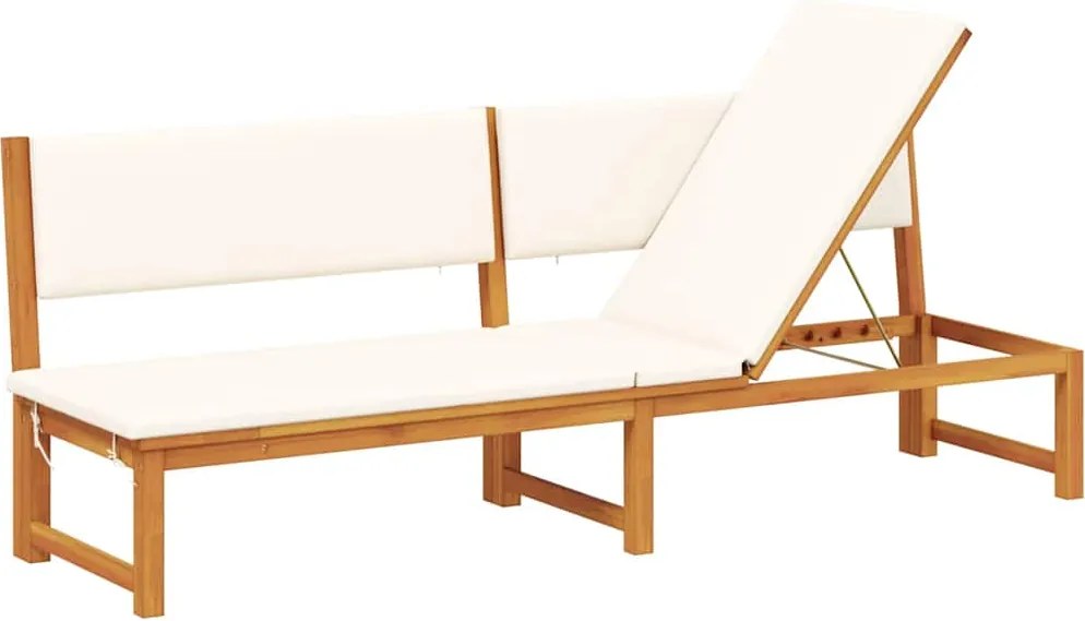 vidaXL Napozó párnával Olaj Természetes 200 x 57 x 75 cm Tömör akácfa