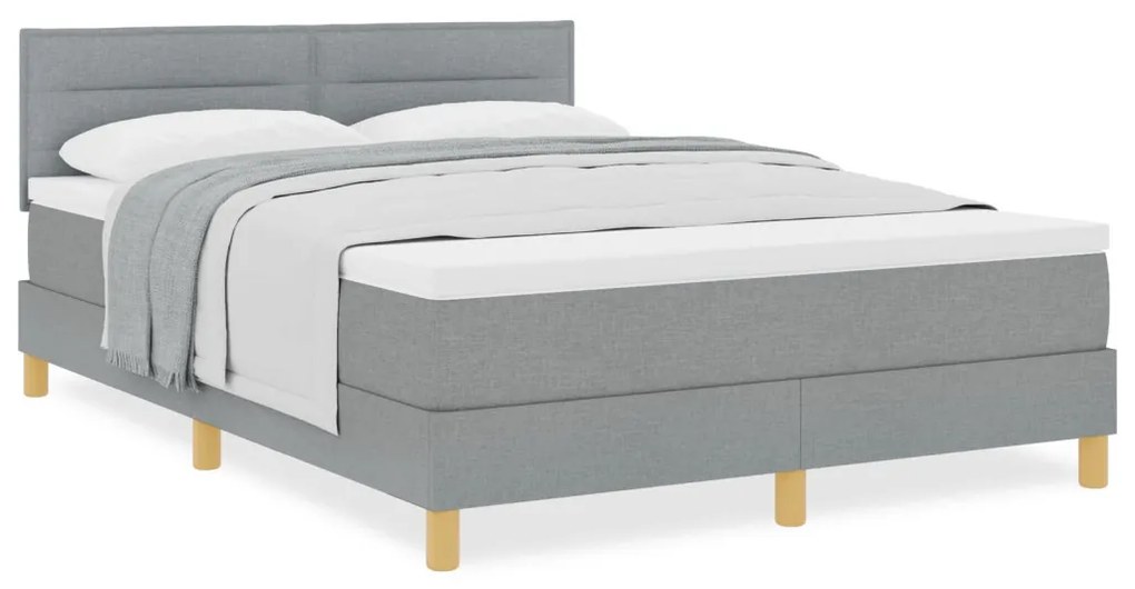 Box Spring Ágy Matraccal Világosszürke 140x200 cm Szövet