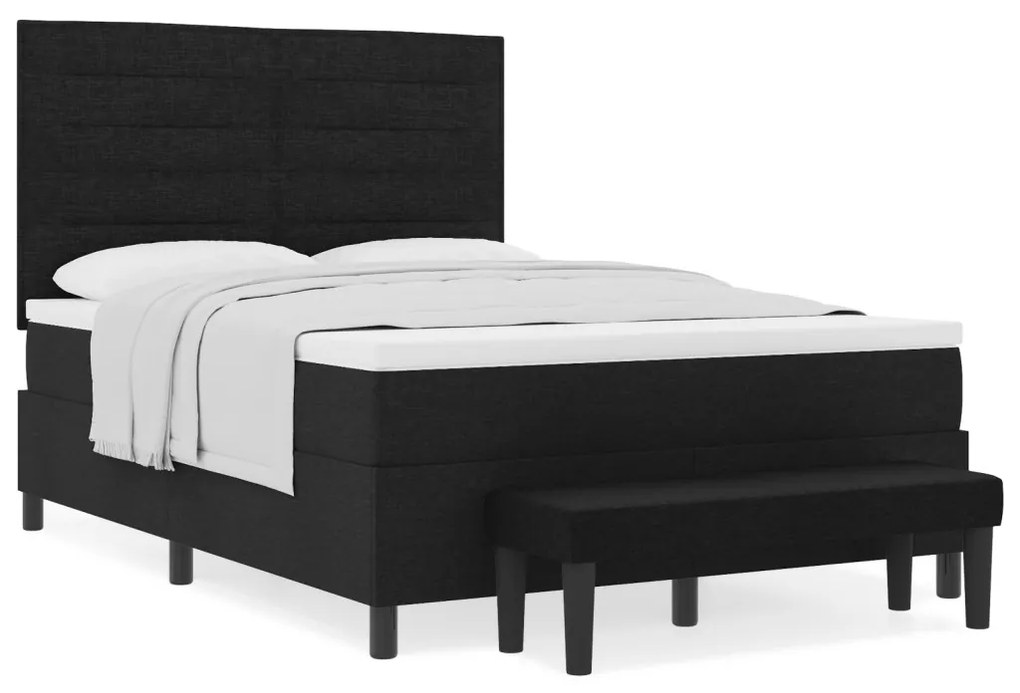 Box Spring Ágy Matraccal és Padló Fekete 160x200 cm Szövet