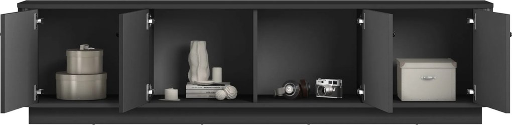 Vesper 4D TV-szekrény 187 cm talapzaton - fekete / fekete fogantyúk