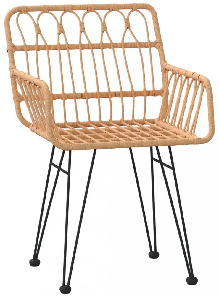 2 db fekete PE rattan karfás kerti szék 56 x 64 x 80 cm