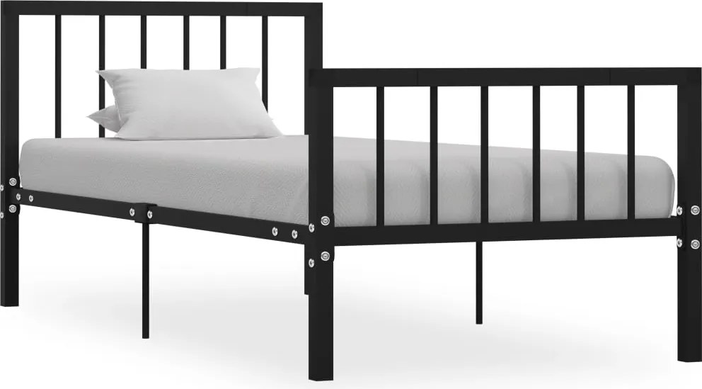 vidaXL fekete fém ágykeret 100 x 200 cm
