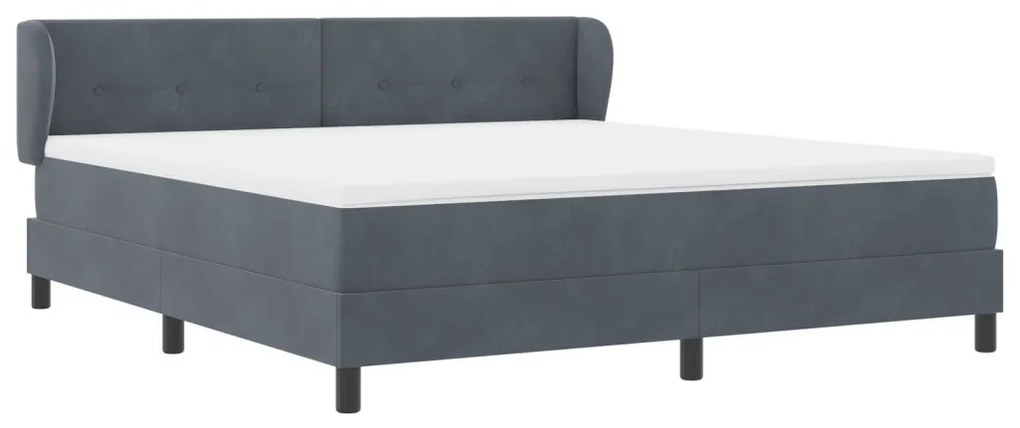 vidaXL Boxspring Ágy Matrac Sötétszürke 180x200 cm Bársony