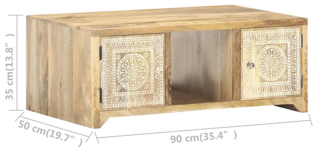 tömör mangófa dohányzóasztal 90 x 50 x 35 cm