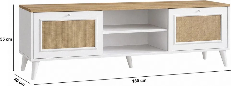 Mount TV-állvány, fehér-tölgy, 180 cm