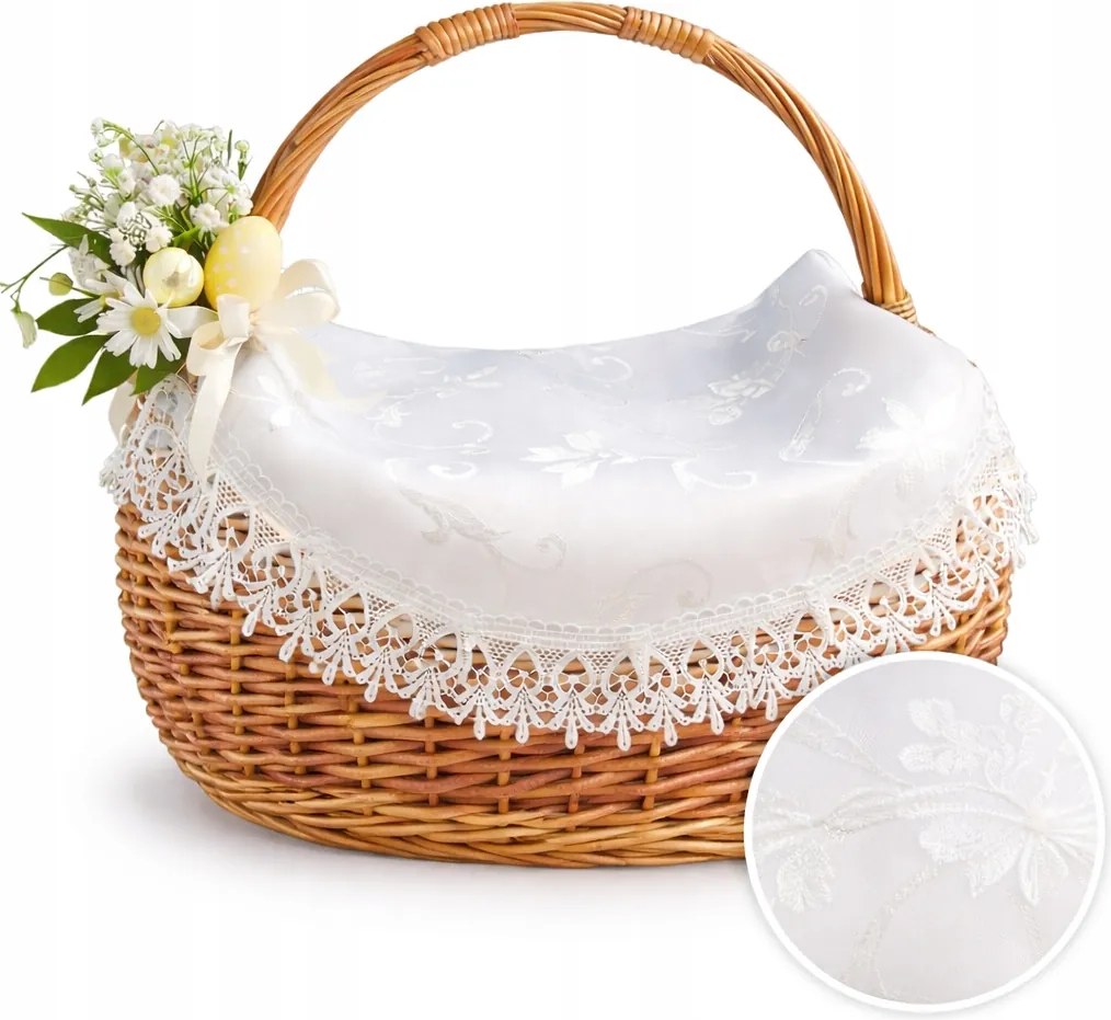 Szalvéta Fehér Húsvéti Kosárba Nagy 60x60 cm kerek