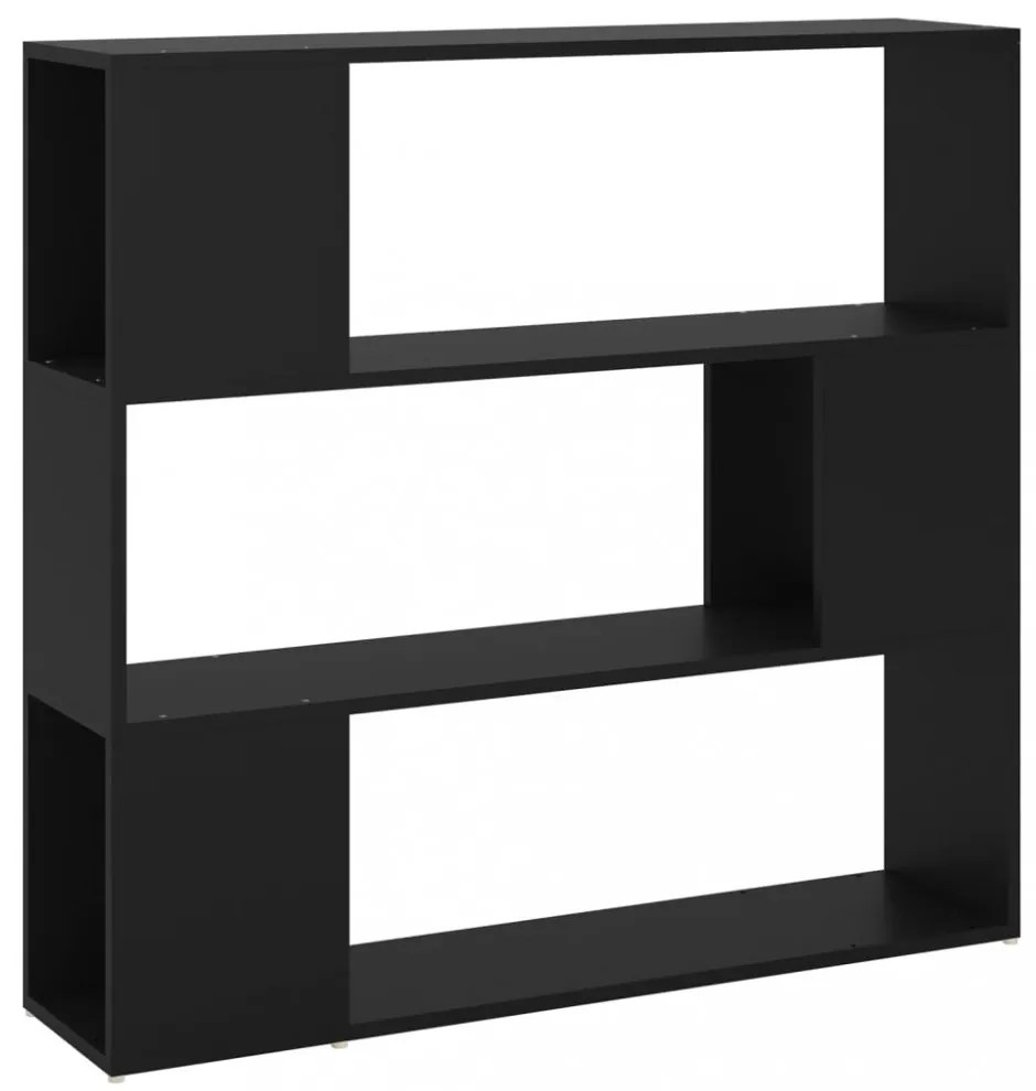 fekete szerelt fa térelválasztó könyvszekrény 100 x 24 x 94 cm