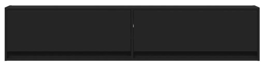 fekete falra szerelhető TV-szekrény LED-del 180 x 31 x 38 cm
