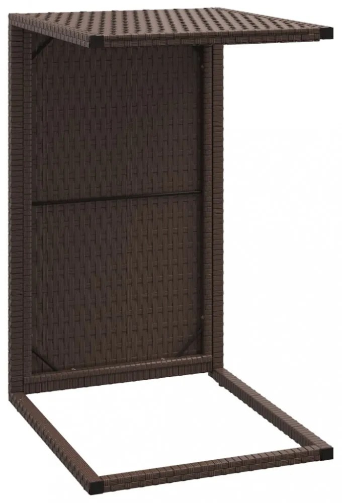 barna polyrattan C-asztal 40 x 35 x 60 cm