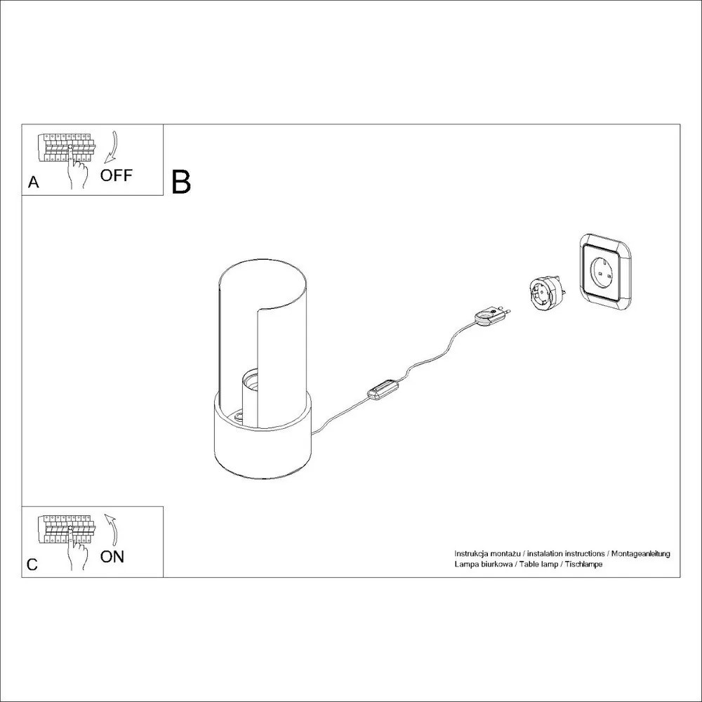 Fehér asztali lámpa (magasság 21 cm) Aurea – Sollux