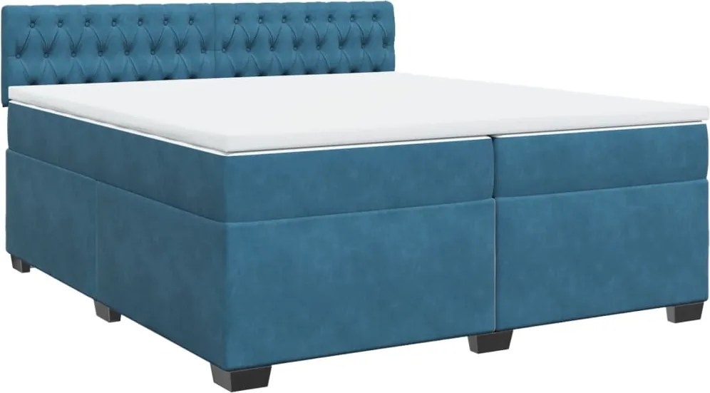 vidaXL kék bársony rugós ágy matraccal 200x200 cm