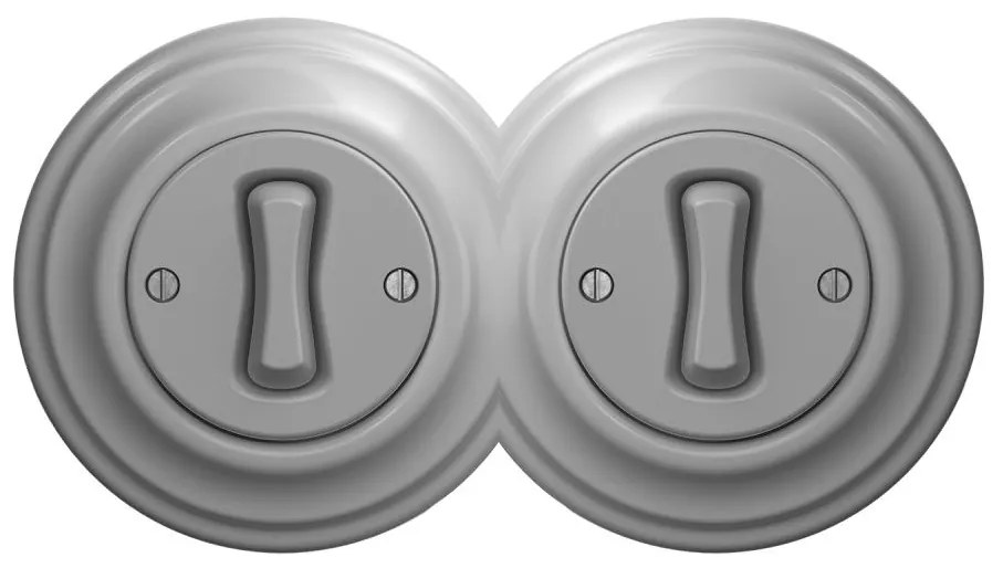 Kliklap - Retro dupla egypólusú kapcsoló 1-es kerettel, szürke